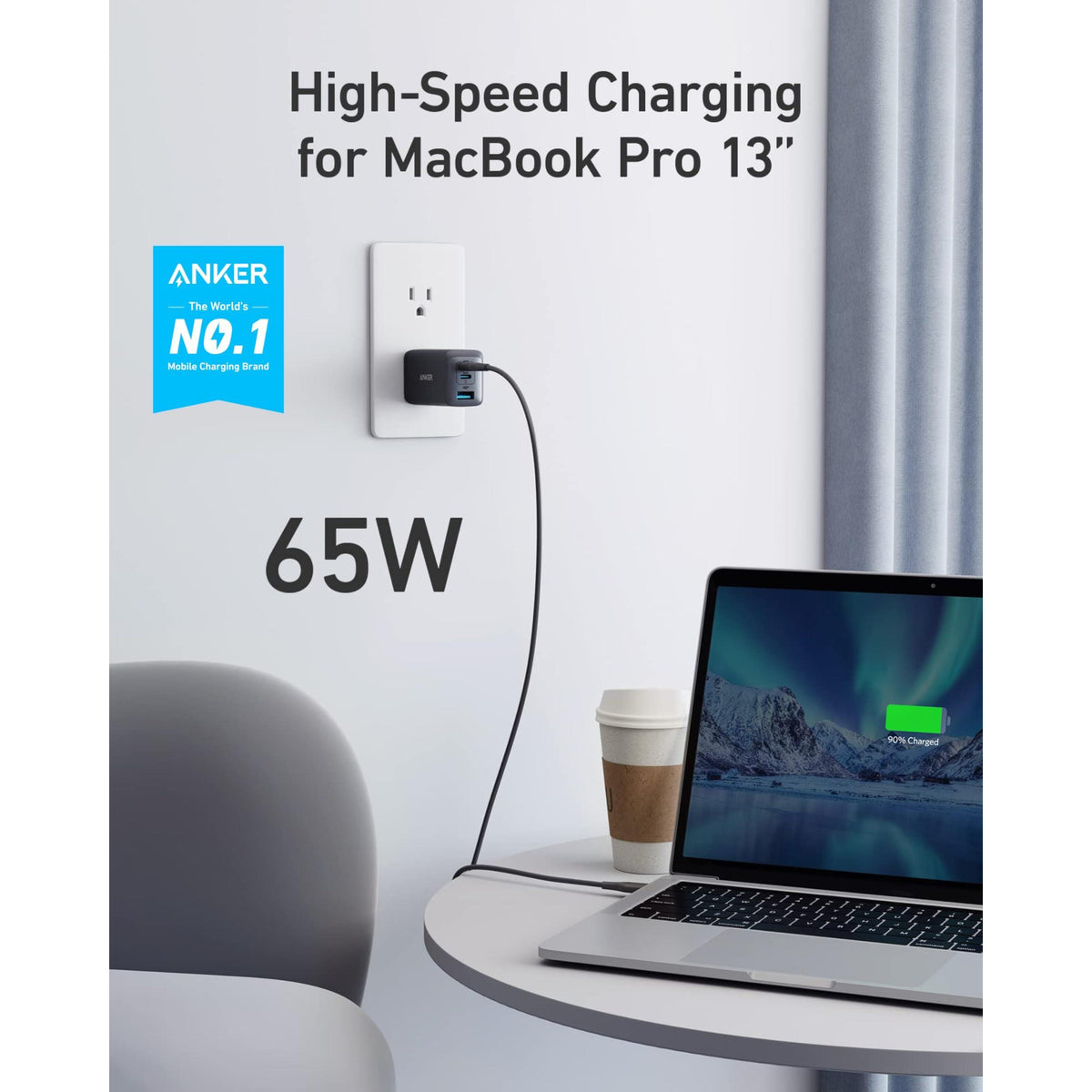 Anker USB C Charger(Nano II 65W), PPS 3-Port Fast Compact Foldable Wall Charger for MacBook Pro/Air, iPad Pro, Galaxy S20, Dell XPS 13, Note 20/10+, iPhone 16/16 Pro, Steam Deck, and More