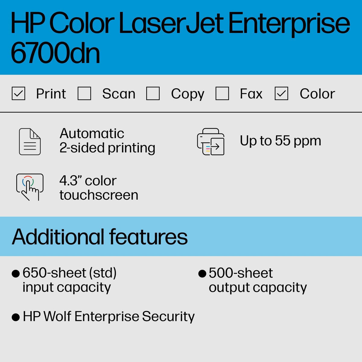 HP Color Laserjet Enterprise 6700dn Printer, Best for Business (6QN33A)