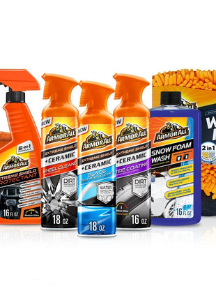 Armor All Ultimate Car Detailing Kit, Includes Car Wash, Glass Cleaner, Tire Cleaner, Microfiber Accessories (9 Piece Kit)