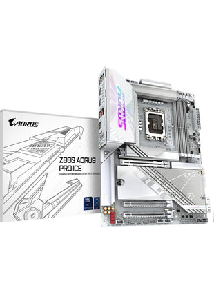GIGABYTE Z890 AORUS PRO ICE Intel Core Ultra (Series 2) LGA 1851 Motherboard, ATX, DDR5, 5X M.2, PCIe 5.0, Thunderbolt 4, WIFI7, 5GbE LAN, EZ-Latch