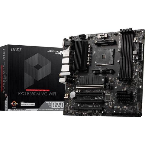 MSI PRO B550M-VC WiFi ProSeries Motherboard (AMD Ryzen 5000 Series, AM4, DDR4, PCIe 4.0, SATA 6Gb/s, M.2, USB 3.2 Gen 2, HDMI/DP, Wi-Fi 6E, Bluetooth 5.2, mATX)