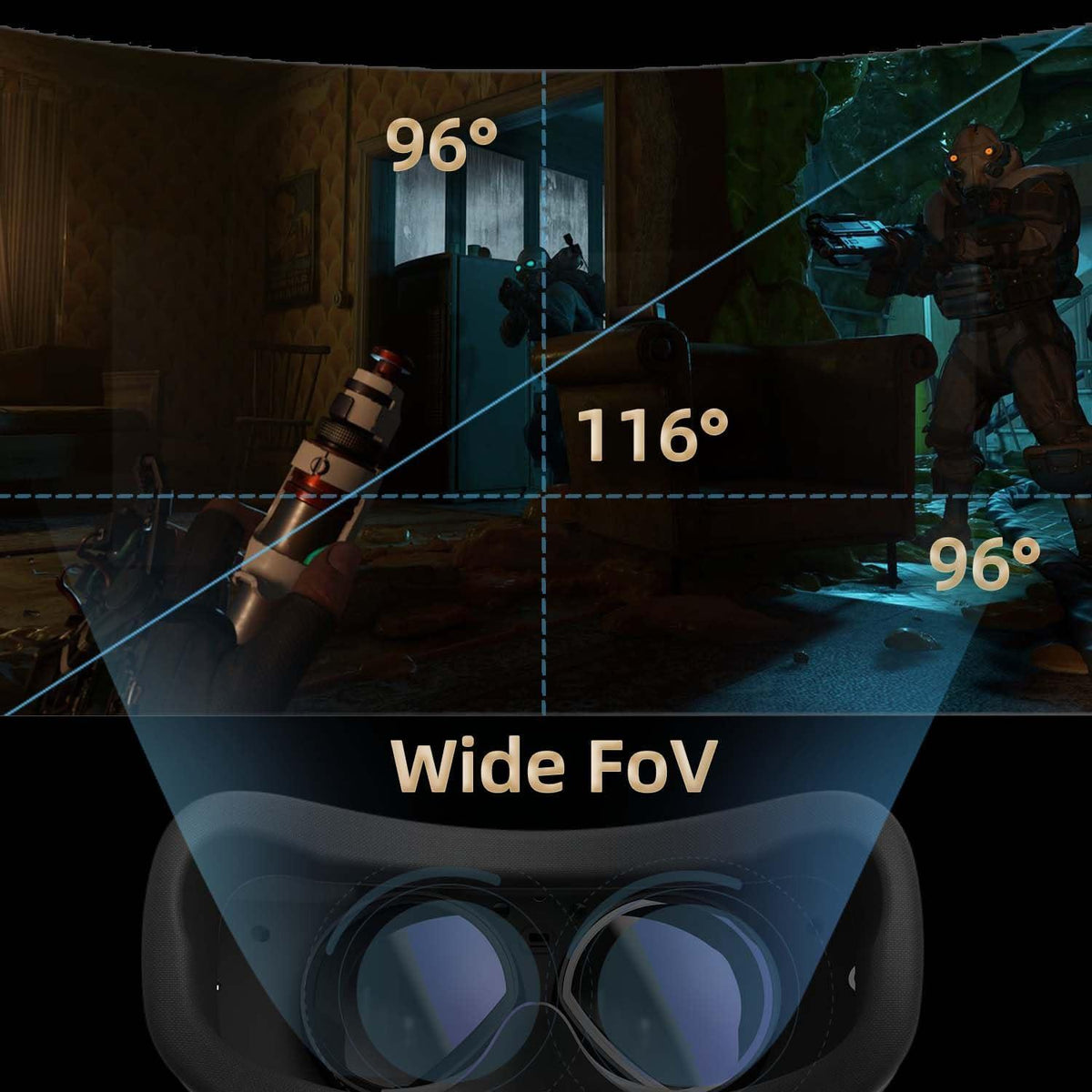 DPVR E4 VR Headsets, PCVR Headset with Controller, Virtual Reality Headset for PC Games, Support SteamVR Games (Black)