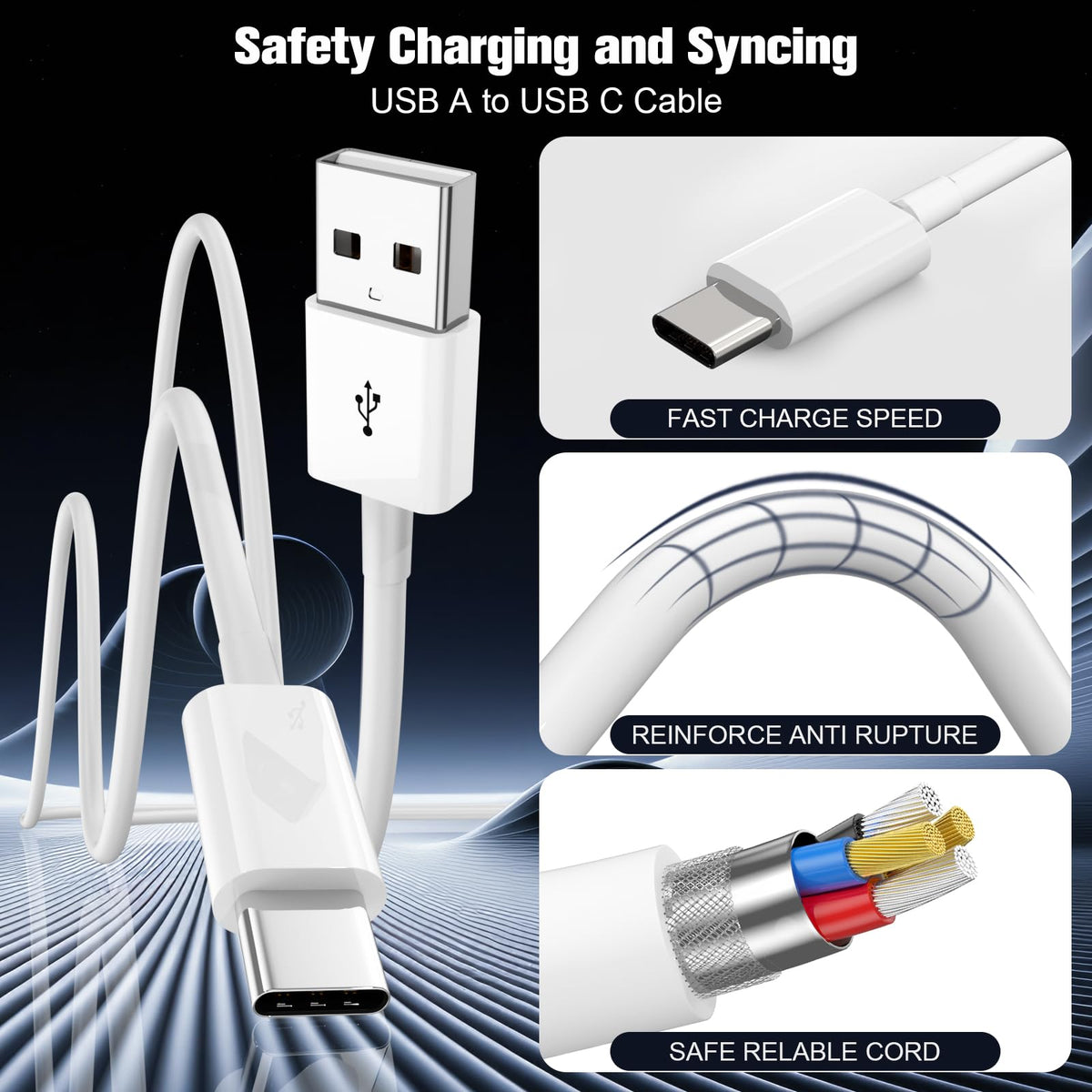 Car Carplay Cable for iPhone 17/16/15,iPhone 16/15 Plus17/16/15 Pro 17/16/15Pro Max charger ,USB A to USB C for Carplay USB C Cord, iPad USB C Cable 10th, iPad Air Car Charger Cable Cord 3FT (White)
