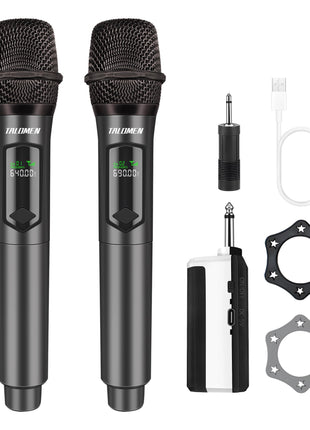 talomen Wireless Microphone,Professional Dual Handheld Cordless Dynamic Mic System with Rechargeable Receiver(160 Ft),Karaoke Microphone Set for Singing,Karaoke,Wedding,DJ,Party,Speech,Church,K60-2