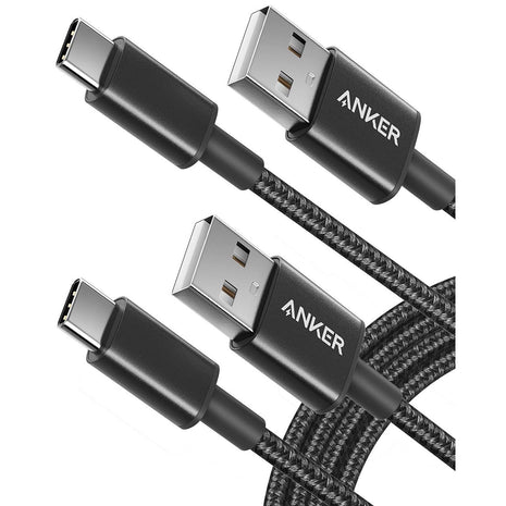 Anker USB A to USB C Cable, USB to USB C Cable (2-Pack, 6 ft, Black) | For iPhone 17 Series, Samsung Galaxy S10 / S10+, LG V30, Beats Fit Pro, and More
