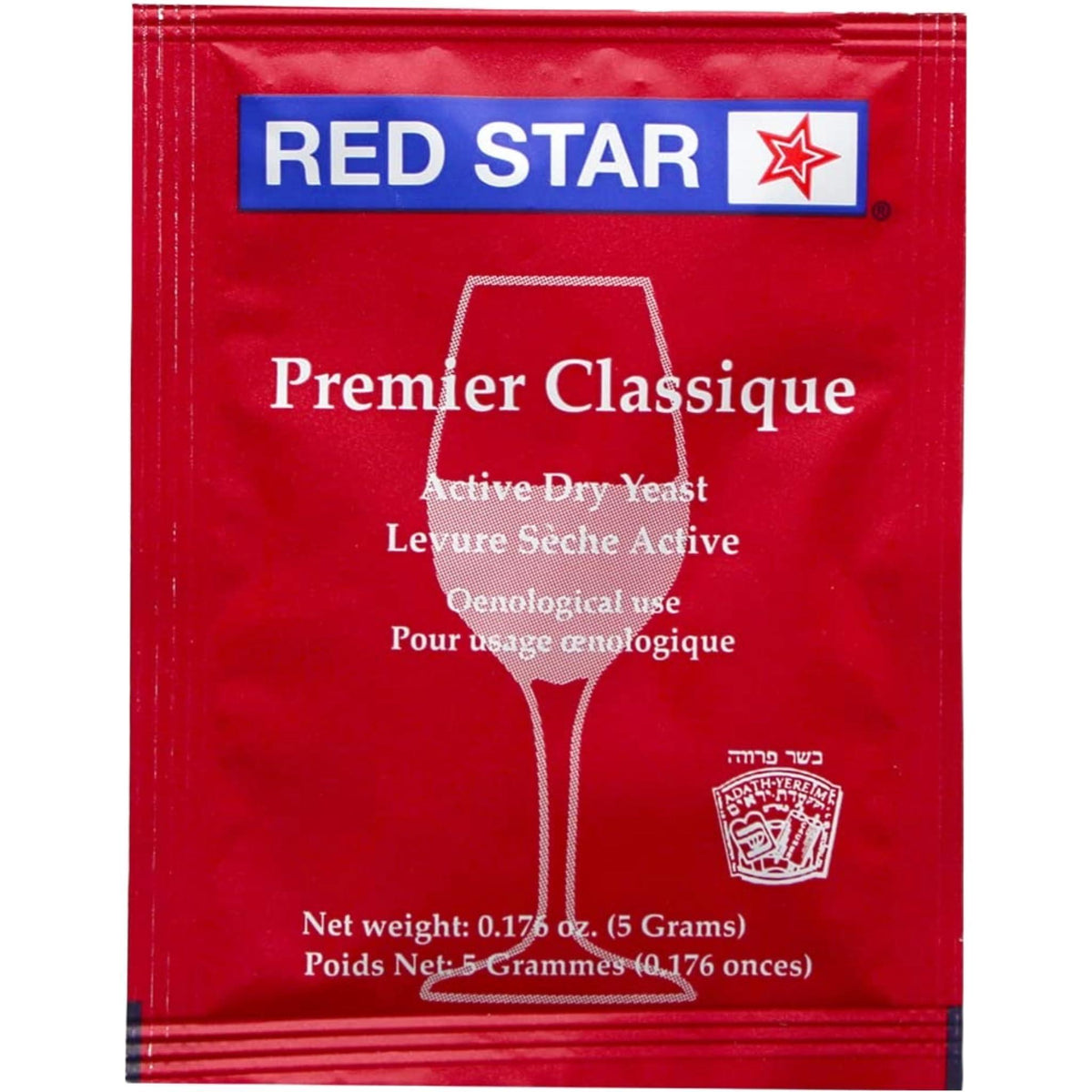 Red Star Premier Classique Wine Yeast (3 Pack) - Great for Making Wine Cider Mead Kombucha at Home - 5 g Sachets - Saccharomyces cerevisiae - Sold by CAPYBARA Distributors Inc.