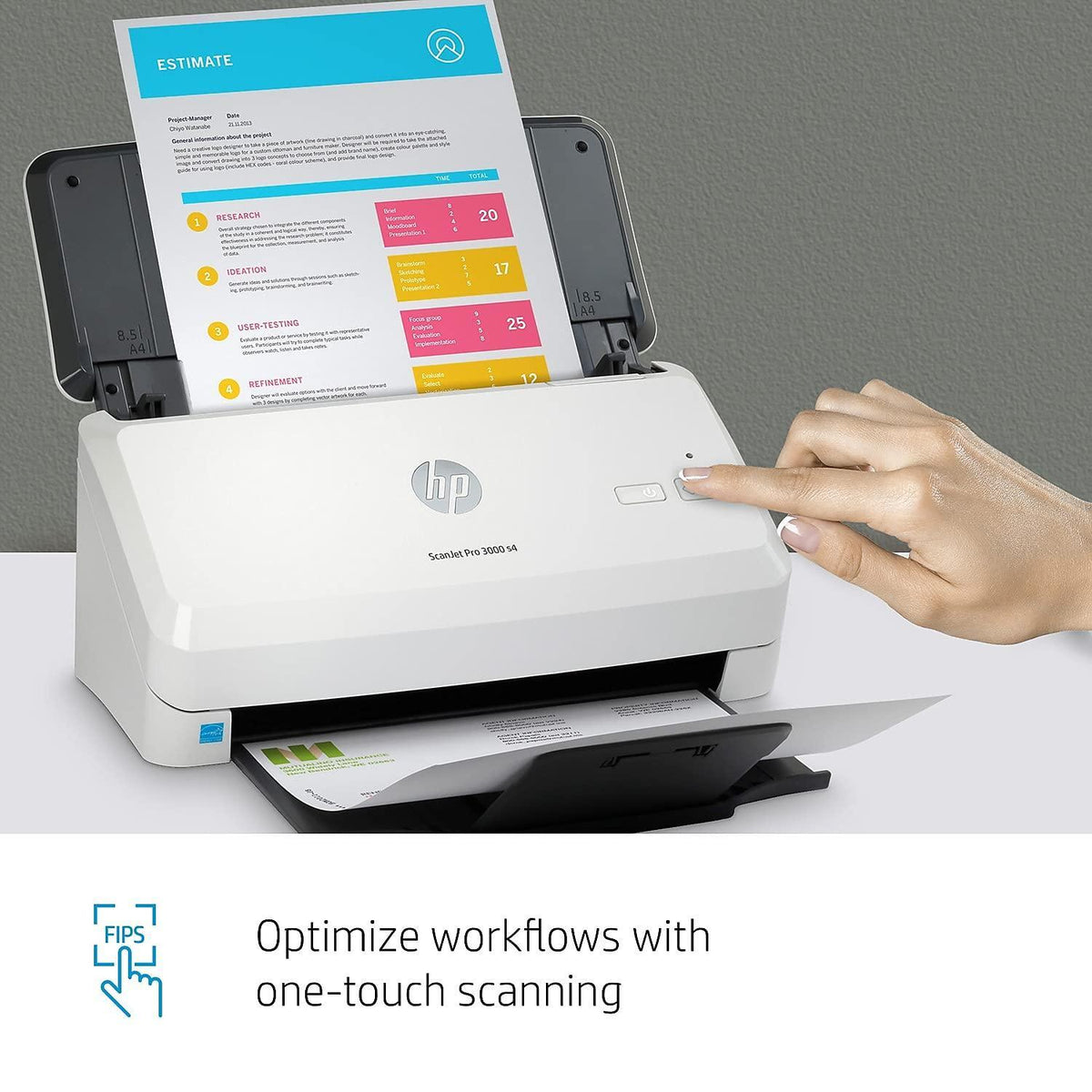 HP ScanJet Pro 3000 s4 (6FW07A) 40ppm USB 3.0 Color Duplex Scanner with 50-page ADF for Documents, Photos, Receipts, and Cards. TWAIN/ISIS drivers included