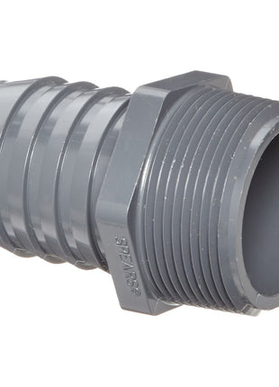 Spears 1436 Series PVC Tube Fitting, Adapter, Schedule 40, Gray, 1-1/2 inch Barbed x NPT Male