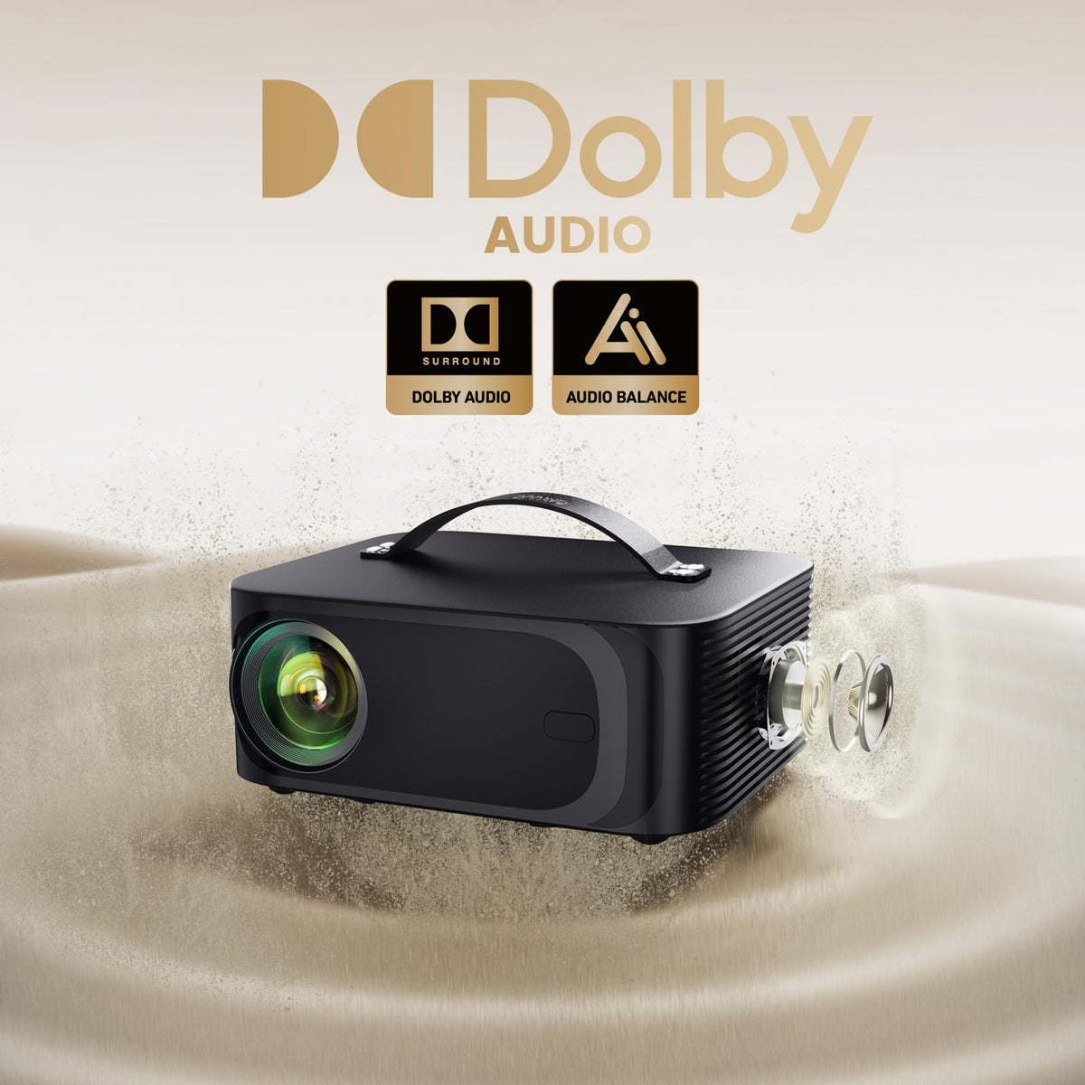 [1500 ANSI/Auto Focus/Built-in APPs] Outdoor-Projector-4K with Wifi6 and Bluetooth, Smart TV OS & DoIby, Portable Projector with Netflix/YouTube/PrimeVideo, ONOAYO 1080P Proyector with 300 ''Display