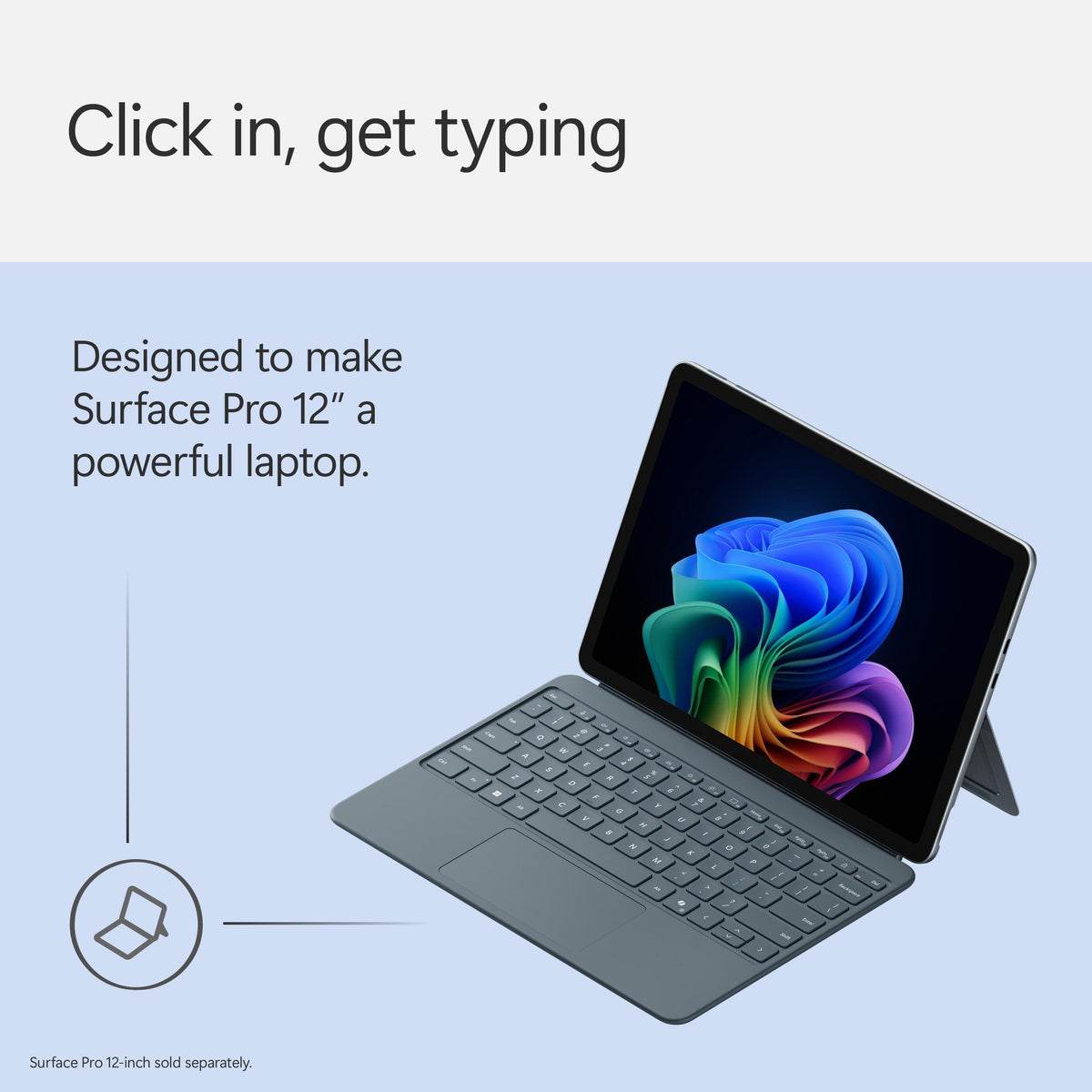 Microsoft Surface Pro Keyboard for Surface Pro 12" Device, Keyboard Only, Alcantara Material, Ocean