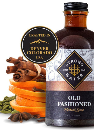 Strongwater Old Fashioned Mix - Makes 32 Cocktails - Handcrafted Old Fashioned Syrup with Bitters, Orange, Cherry, Organic Demerara Sugar - Craft Cocktail Mixer, Just Mix with Bourbon,Whiskey - 1 Pack