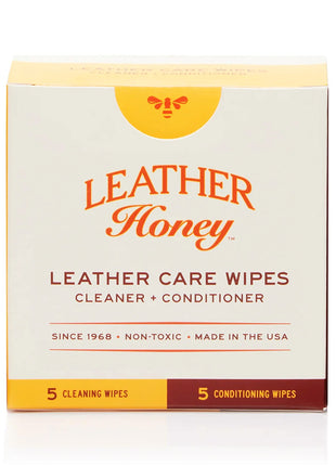 Leather Honey Leather Wipe Kit: Clean & Restore On-The-Go. For Any Color of Leather Couches, Car Seats, Purses, Shoes & Bags. Nontoxic, Ready-to-Use & Made in the USA. 5 Cleaner & 5 Conditioner Wipes