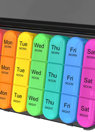 Daviky Pill Organizer 3 Times a Day, Daily Pill Box 7 Day, Weekly Cases Medicine Organizers to Hold Vitamins and Medication