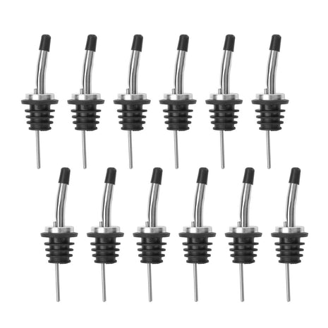 AOZITA 12 Pack Classic Bottle Pourers, Stainless Steel Liquor Pour Spouts Tapered Spout   Liquor Pourers with Rubber Dust Caps for Alcohol, Olive Oil,Bar Bartender Accessories