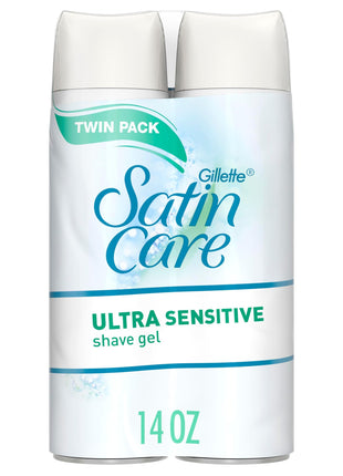 Gillette Satin Care Ultra Sensitive Shave Gel for Women, Pack of 2, 7oz Each, Frangrance Free
