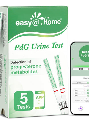 Easy@Home PdG Test Strips: 5-Pack Progesterone Urine Tests | Track Ovulation Insights with Progesterone Test Strips, At Home Fertility Test for Women with Premom Ovulation App