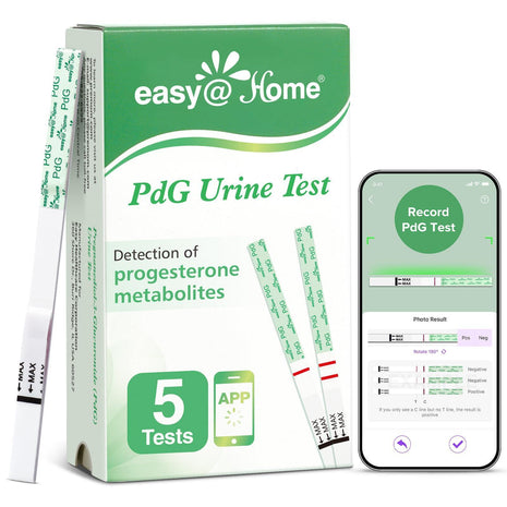 Easy@Home PdG Test Strips: 5-Pack Progesterone Urine Tests | Track Ovulation Insights with Progesterone Test Strips, At Home Fertility Test for Women with Premom Ovulation App