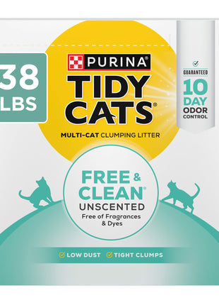 Purina Tidy Cats Free and Clean Unscented Cat Litter - 38 lb. Box