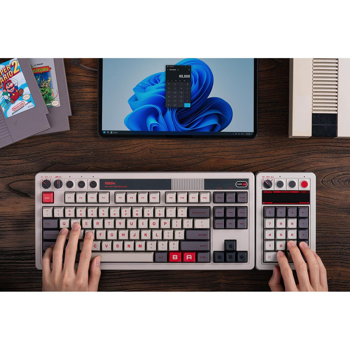 8BitDo Retro 18 Mechanical Numpad, Supports Calculator Mode, Bluetooth/2.4G/Wired Numpad for Windows and Android - N Edition