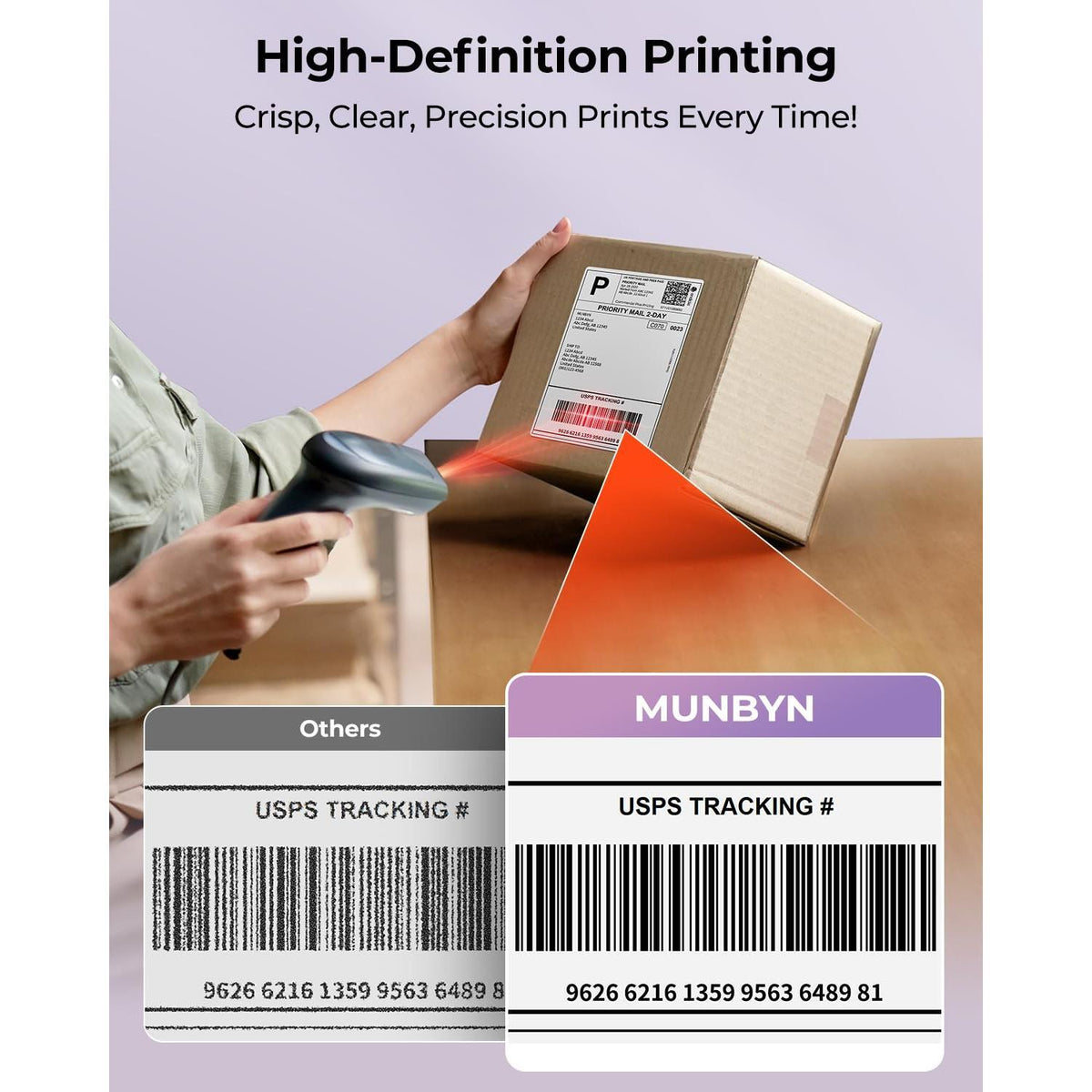 MUNBYN Bluetooth Thermal Label Printer, 130B Wireless 4x6 Shipping Label Printer for Shipping Packages Small Business Office or Home, Compatible with iPhone Android iPad Windows macOS Chrome Etsy eBay