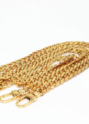 WEICHUAN 47 inch/120cm Gold Iron Flat Chain for Handbag Shoulder Bag Crossbody Bag Purse Chain Strap Replacement, with Metal Buckles- 6 OZ in Weight (Gold)