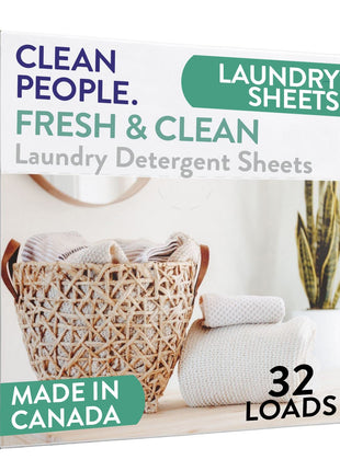 The Clean People Laundry Detergent Sheets - Laundry Soap - Ultra Concentrated, Recyclable Packaging, Stain Fighting - Fresh Scent, 32 Pack
