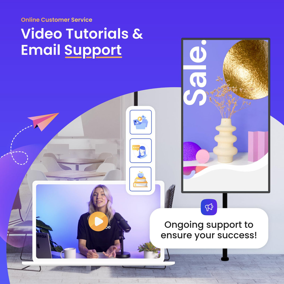 Digital Signage Player by Mandoe – Easy Setup, AI Template Creation, Premium Templates for Restaurants, Retail, and Business Displays