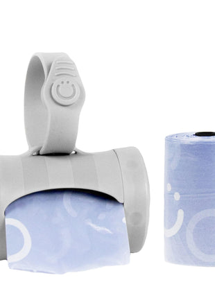 Ubbi Retractable Bag Dispenser for Diaper Bag, Gray | Portable Bag Holder for Travel, Clips to Stroller or Diaper Bag, Newborn Baby Essentials, Includes 24 Lavender Scented Bags