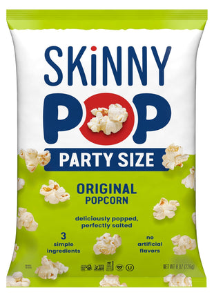 SkinnyPop Popcorn Bag, Original, Party Size Bag, Gluten Free Snacks, 8 oz
