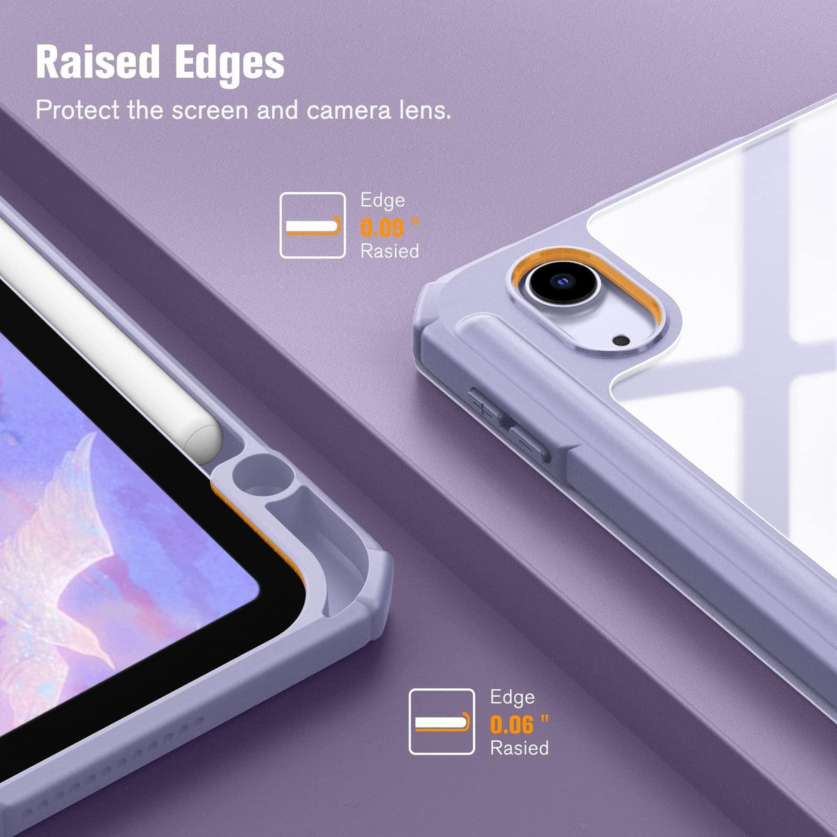 Fintie Hybrid Slim Case for iPad Air 11-inch M3 (2025) / M2 (2024), iPad Air 5th (2022) / 4th Generation (2020) 10.9 Inch - Shockproof Cover with Clear Back Shell & Pencil Holder, Lilac Purple