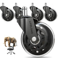 Lifelong Original Office Chair Wheels (As Seen On CNN) Replacement Rubber Chair Casters for Hardwood Floors and Carpet, Set of 5, Heavy Duty Casters for Chairs to Replace Office Chair Mats - Fits 98%