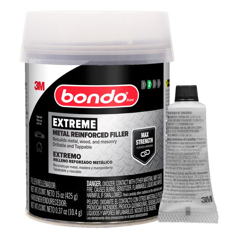 Bondo Metal Reinforced Filler - High Strength Filler, Can be Drilled and Tapped - Will Not Rust, 15 Fl oz with 0.37 oz Hardener