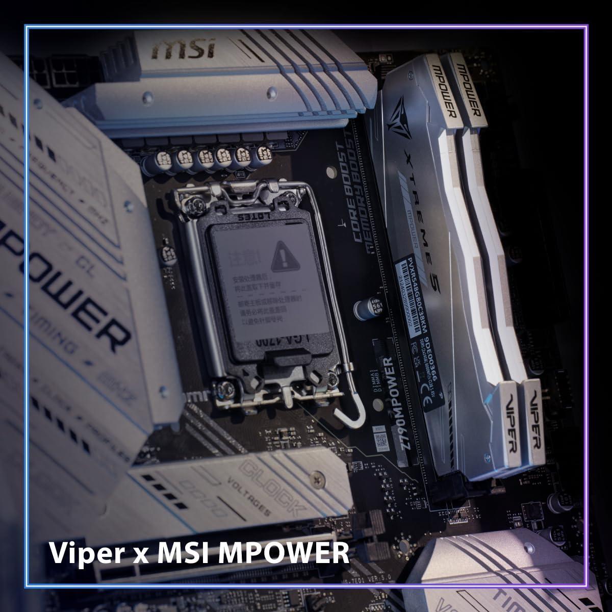 Patriot Memory Viper Xtreme 5 MPOWER DDR5 RGB RAM 48GB (2X24GB) 6000MT/s CL30 1.35v UDIMM Desktop Gaming Memory Kit Compatible with Intel XMP/AMD Expo - PVXR548G60C30KM
