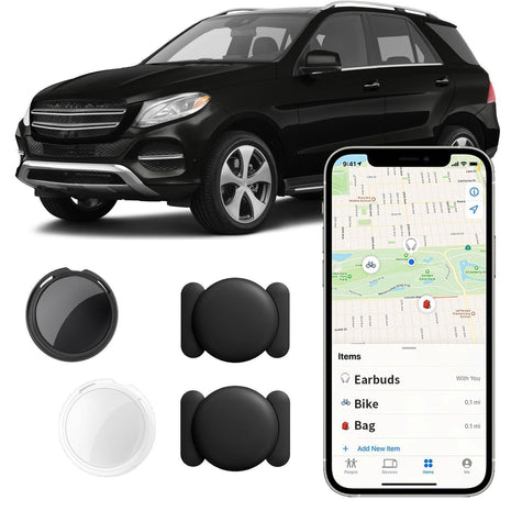 2 Pack No Subscription GPS Tracker for Vehicles Work with Find My (iOS Only) Magnetic Case Real-Time Mini Car Tracker Tag Hidden Car Locator Global Coverage Tracking Device No Monthly Fee Required