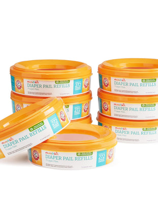 Munchkin® Arm & Hammer Diaper Pail Refill Rings, Holds up to 2,176 Newborn Diapers, 8 Pack