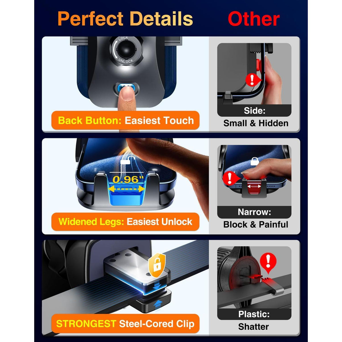 VANMASS 【85+LBS Strongest Suction & Military-Grade 2025 Ultimate Car Phone Mount【Patent & Safety Certs】 Cell Phone Holder Truck Desk for Dashboard Windshield Vent for iPhone 16 15 Pro Max 14 Samsung