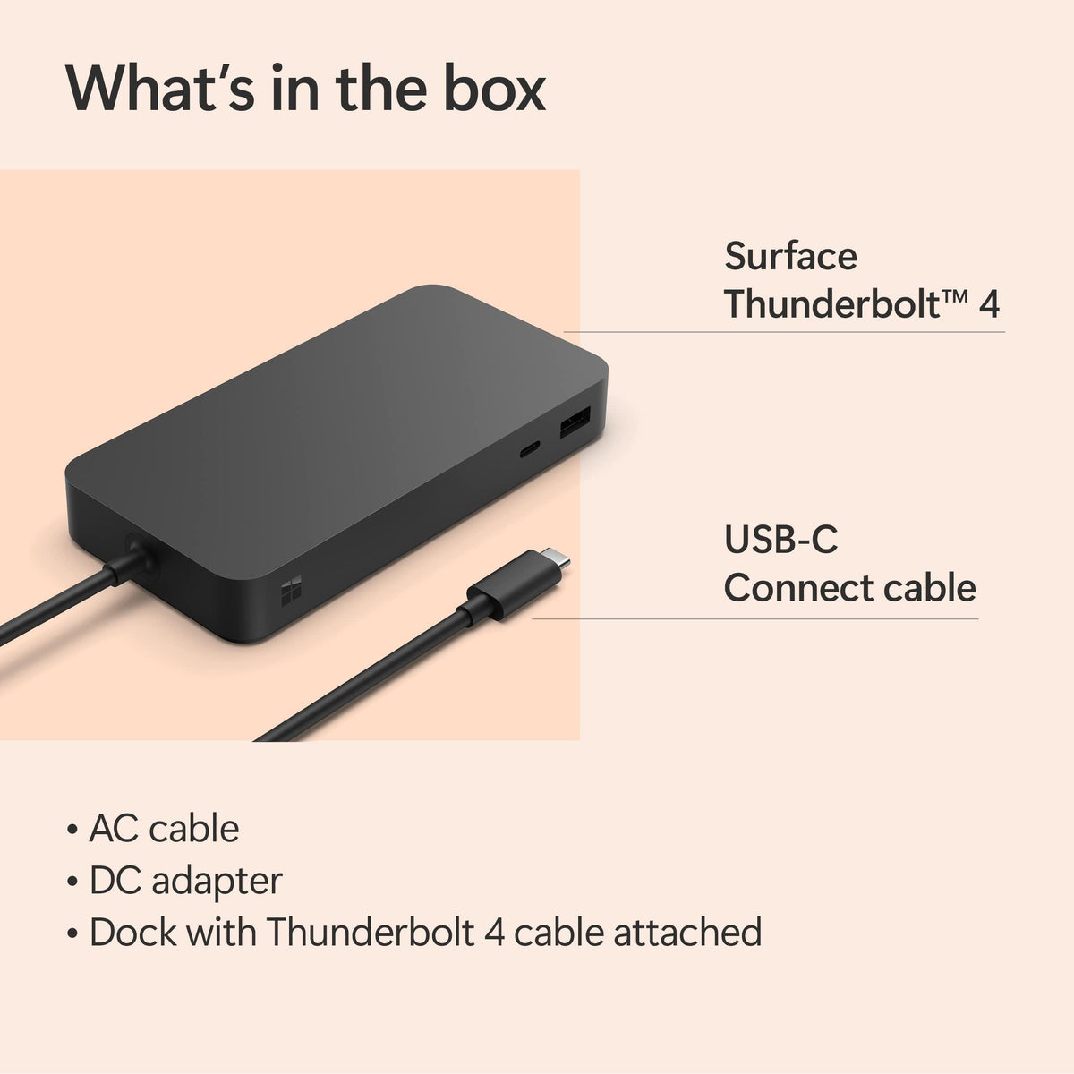 Microsoft Surface Thunderbolt 4 Dock - High-Speed Docking Station with Dual 4K Monitor Support
