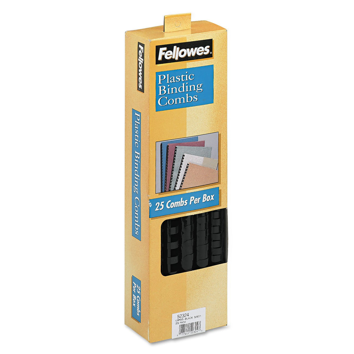 Fellowes 52324 Plastic Comb Bindings, 5/8-Inch Diameter, 120 Sheet Capacity, Black, 25 Combs/Pack