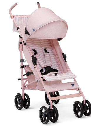 babyGap Classic Stroller - Lightweight Stroller with Recline, Compact Fold & Removable Parent Organizer - Made with Sustainable Materials, Pink Stripes