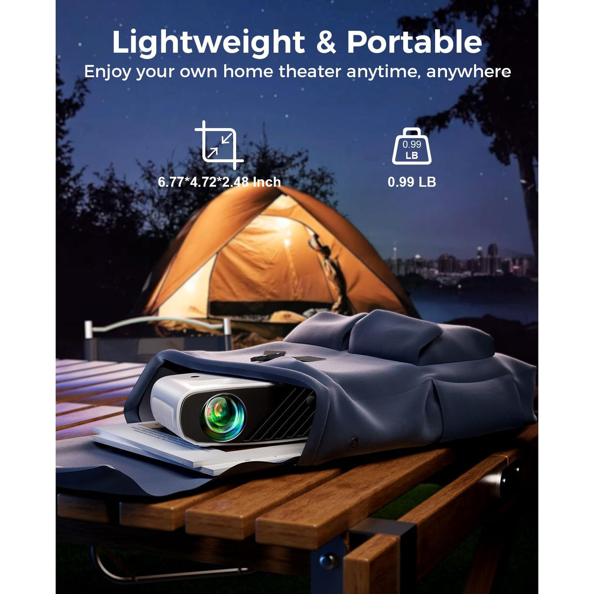 Mini Projector for iPhone, ELEPHAS 2025 Upgraded 1080P HD Projector, 8000L Portable Projector with Tripod, Movie Projector Compatible with Android/iOS/Windows/TV Stick/HDMI/USB