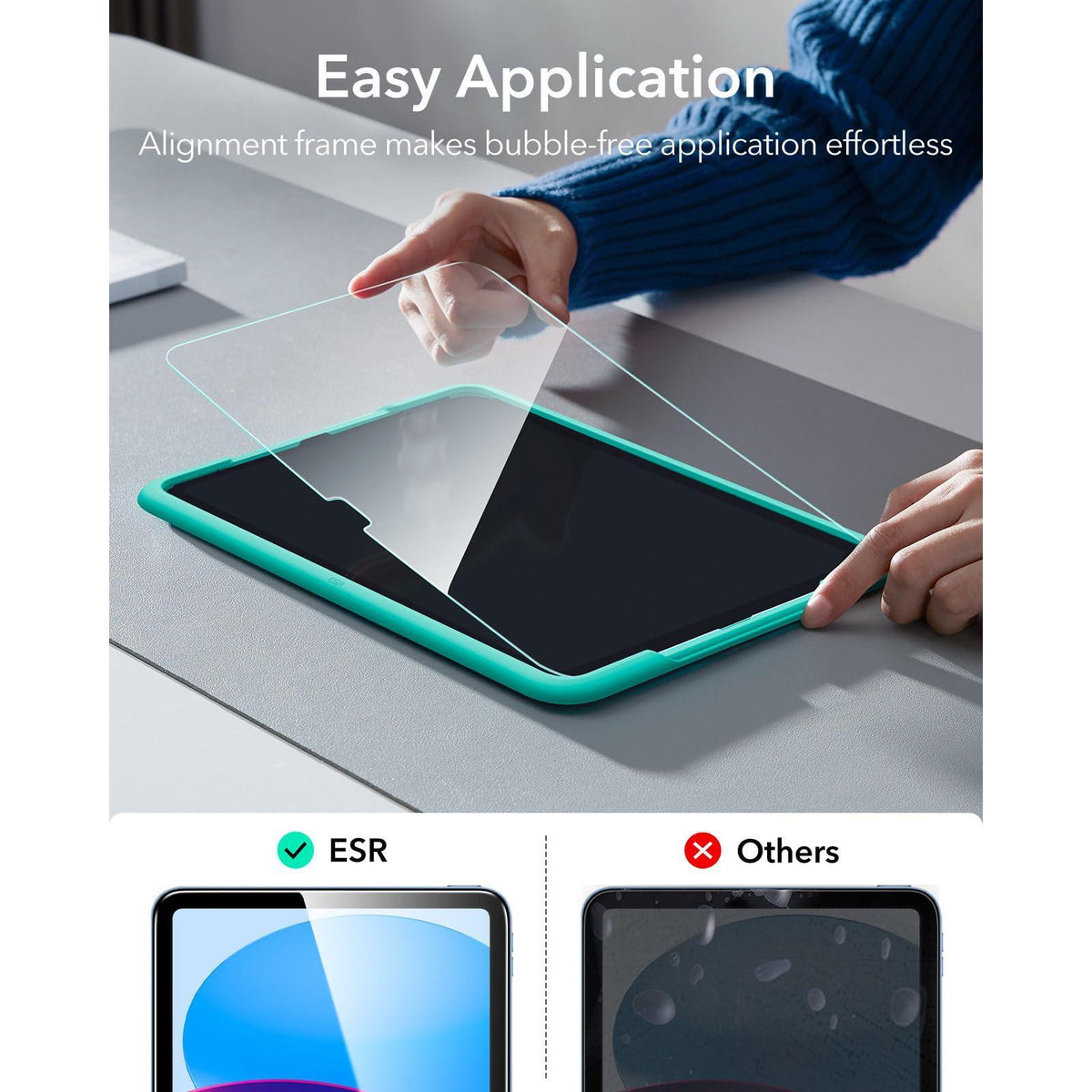 ESR 2 Pack Screen Protector for iPad A16 11th/10th Generation (11 Inch/10.9, 2025/2022), 9H Tempered Glass Film Guard with Alignment Frame, Anti-Scratch, Bubble Free, HD Clarity, Apple Pencil Support