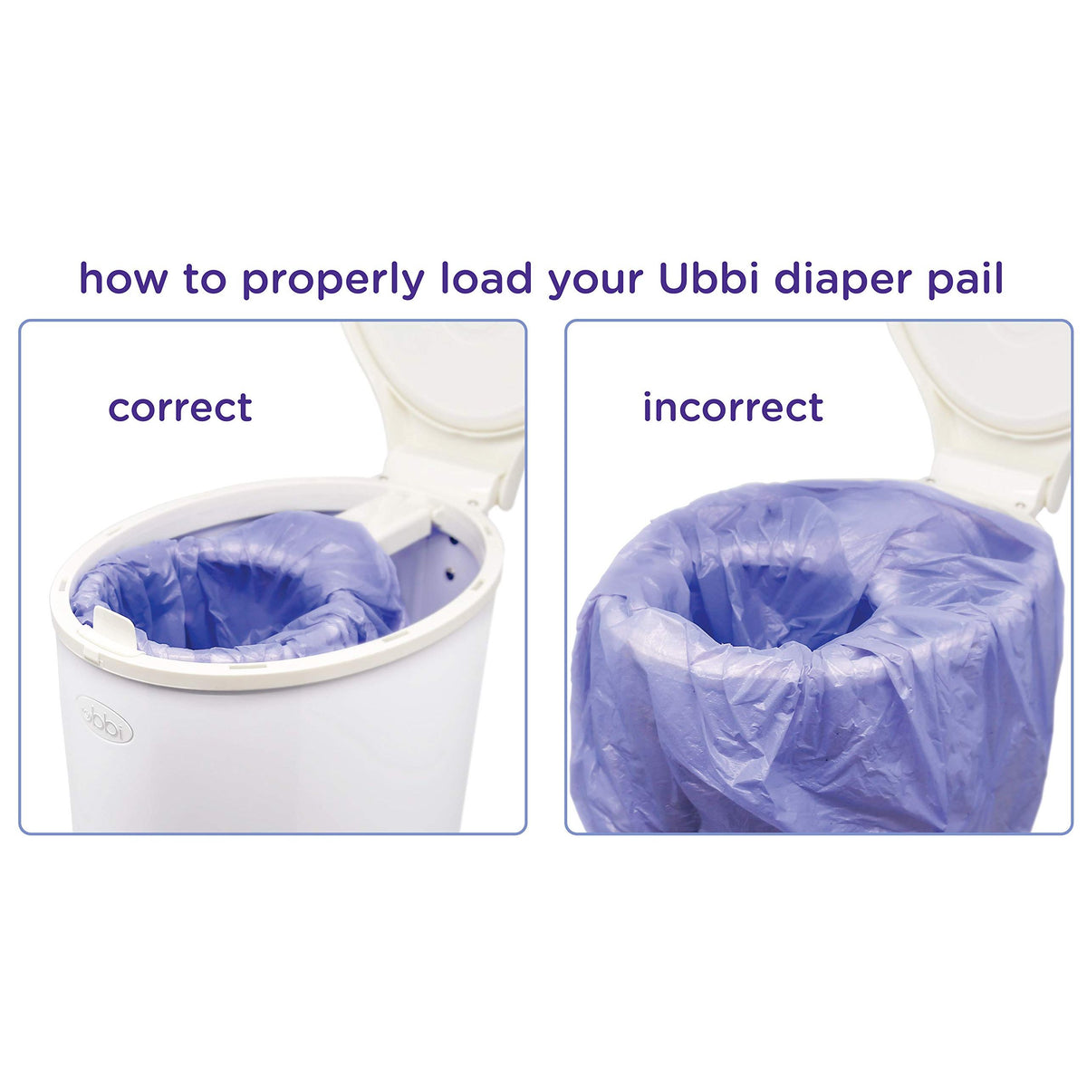 Ubbi Diaper Pail Plastic Bags, Disposable Baby Waste Bags, 3 Pack, 75 Count, 13-Gallon Bags