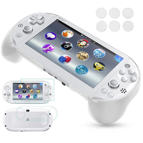Hand Grip Handle Joypad Protective Case with L2 R2 Trigger Button Grip Shell Controller Protective Case for Sony PlayStation PS Vita 2000 PSV 2000 PS Vita Slim.(White)