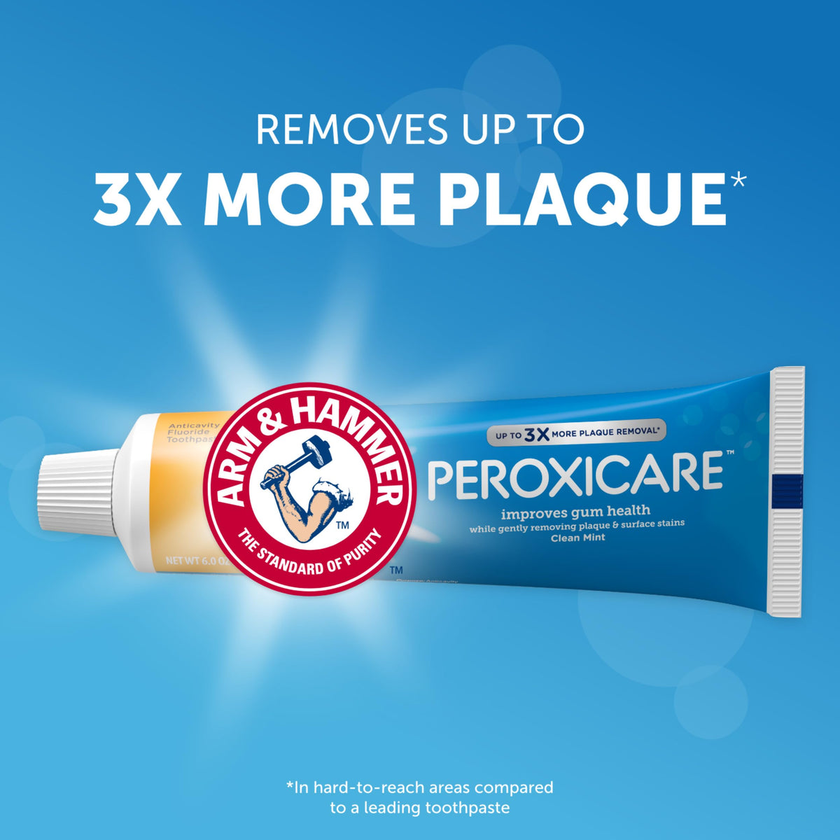 ARM & HAMMER Peroxicare Toothpaste for Gum Health, Baking Soda Toothpaste for Adults, Fluoride, Clean Mint, 6.0 oz (Pack of 4)