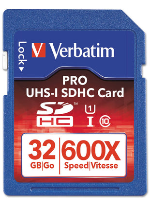Verbatim 32GB Pro 600X SDHC Memory Card, UHS-1 U3 Class 10-98047