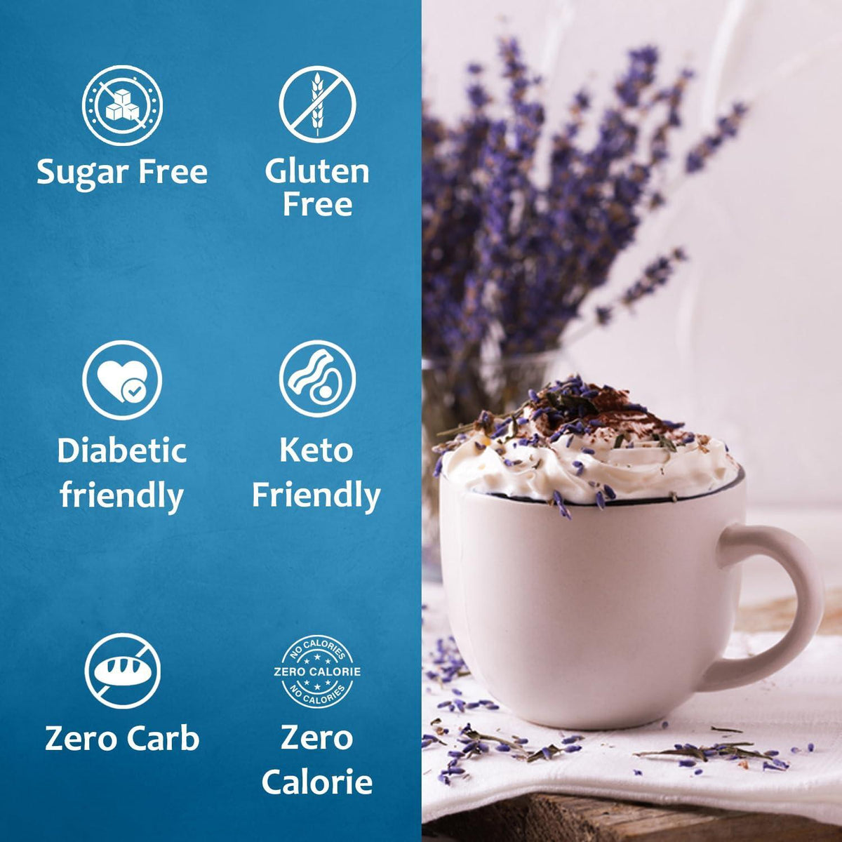 Syruvia Sugar-Free Lavender Syrup - 25.4 fl oz. Premium Coffee Flavoring Syrup. 0 Calories, Kosher, and Gluten-Free. Perfect for Drinks, Sodas, Shakes, Desserts, and More.