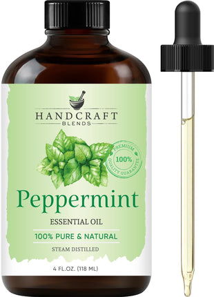 Handcraft Blends Peppermint Essential Oil – Huge 4 Fl Oz – 100% Pure and Natural – Premium Grade Essential Oil for Diffuser and Aromatherapy, Skin, Massage, Candle and Soap Making Fragrance