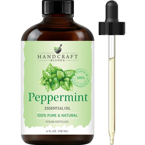 Handcraft Blends Peppermint Essential Oil – Huge 4 Fl Oz – 100% Pure and Natural – Premium Grade Essential Oil for Diffuser and Aromatherapy, Skin, Massage, Candle and Soap Making Fragrance