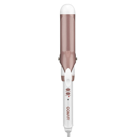 Conair Curling Iron, Double Ceramic, 1 1/2" Barrel, White/Rose Gold | Hair curler and hair waver for medium to long hair with 30 heat settings, built-in heat protection, a cool tip, and auto off