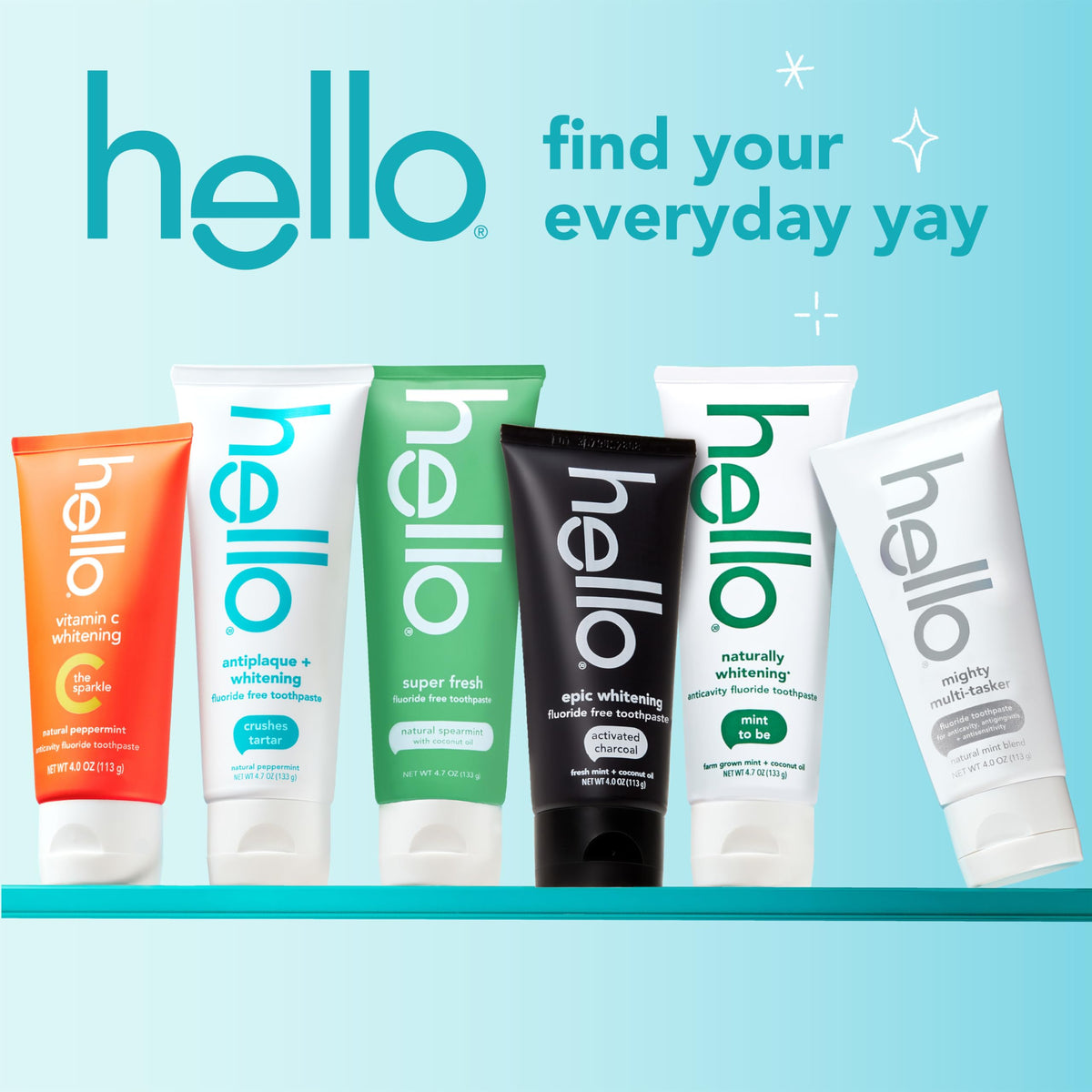 Hello Antiplaque Whitening Toothpaste, Fluoride Free Toothpaste for Teeth Whitening with Natural Peppermint Flavor and Tea Tree Oil, Peroxide Free, Gluten Free, SLS Free, 3 Pack, 4.7 OZ Tubes